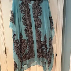 Elegant Blue and Black Women's Beach Cover Up